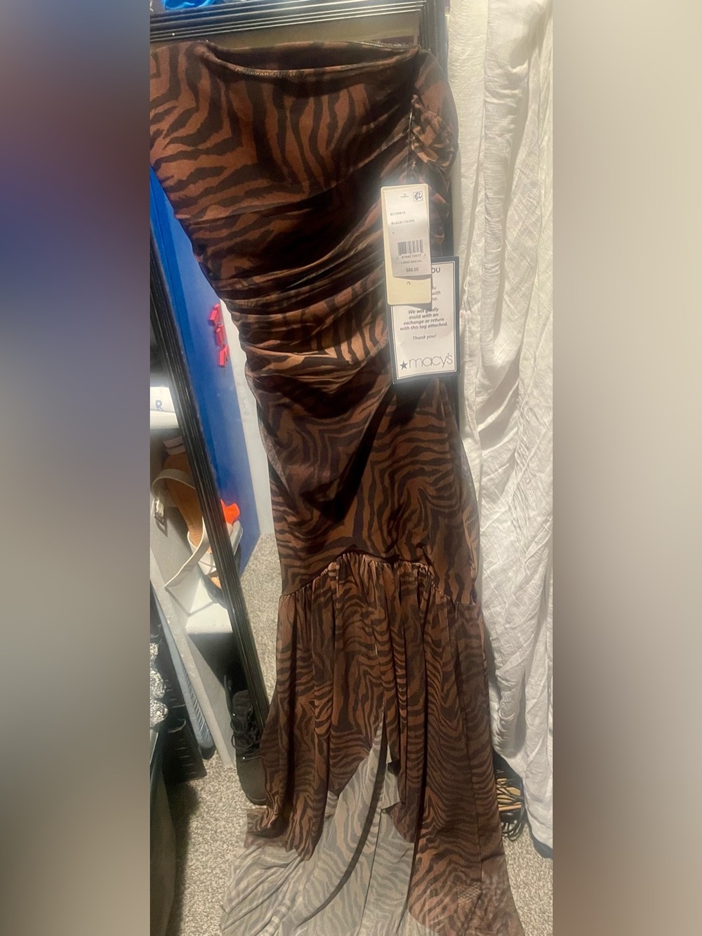 Katia Rae Elegant Tiger Stripe Dress with Subtle Sheen - Picture 2 of 4